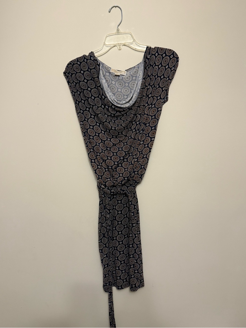 MICHAEL Michael Kors Black Printed Cowl-Neck Midi Dress